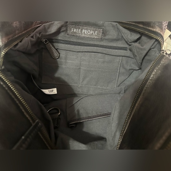 NWT Free People Atlas Leather Tote Black Oversized Slouchy Shoulder Bag - Picture 11 of 15